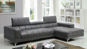 Bourdet Sectional Sofa CM6669GY in Bonded Leather Match w/Option [FASS-CM6669GY-Bourdet]