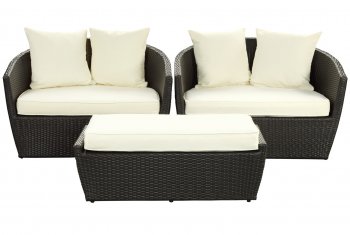 Kindred Patio Sofa 3Pc Set in Espresso/White by Modway [MWOUT-Kindred]