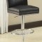 Silver & Black Trim Top Modern 3 Pc Bar Set w/Metal Base