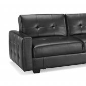 Black Bicast Modern Convertible Sofa Bed w/Wooden Legs