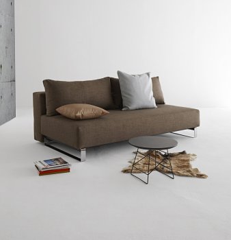 Supremax Sofa Bed in Begum Olive w/Chromed Legs by Innovation [INSB-Supremax-S.E.L-502]