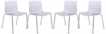 Ashville Set of 4 Dining Chairs AS20CL in Clear by LeisureMod [LMDC-AS20CL-Ashville Clear]