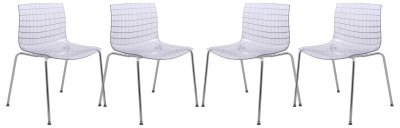 Ashville Set of 4 Dining Chairs AS20CL in Clear by LeisureMod