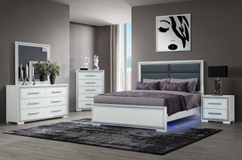 Andros Bedroom Set 5Pc in Silver by Global w/Options [GFBS-Andros Silver]