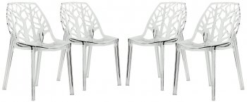 Cornelia Set of 4 Dining Chairs C18CL in Clear by LeisureMod [LMDC-C18CL-Cornelia Clear]