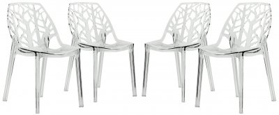 Cornelia Set of 4 Dining Chairs C18CL in Clear by LeisureMod