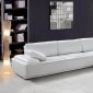 White Leather Modern Sectional Sofa w/Wrapped Arm Detail