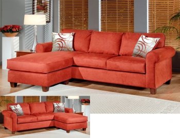 Orange Fabric Modern Reversible Sectional Sofa w/Throw Pillows [CHFSS-SD-7700]