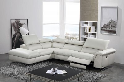 Maine Power Motion Sectional Sofa Light Grey Eco-Leather by VIG