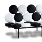 Black and White Two-Tone Loveseat with Bubble Design