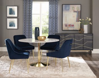 Kella Dining Table 192061 in Marble by Coaster w/Options [CRDS-192061-Kella Dark Blue Ink]