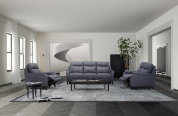 Leonard Power Motion Sofa in Stone Leather by Beverly Hills [BHS-Leonard Stone]