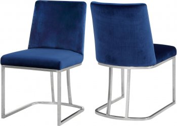 Heidi Dining Chair 728 Set of 2 Navy Velvet Fabric by Meridian [MRDC-728 Heidi Navy]