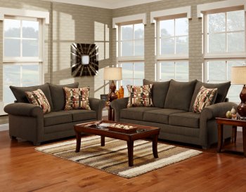 Chocolate Fabric Classic Sofa & Loveseat Set w/Options [CHFS-V1-1200-Marcy-TitanChocolat]