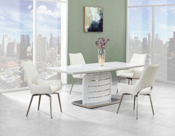 D4801DT Dining Table in White by Global w/Optional Chairs [GFDS-D4801DT-D4878DC-WH]