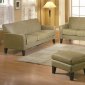 Sage Microfiber Contemporary Sofa w/Cherry Wooden Legs