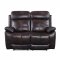 Perfiel Motion Sofa & Loveseat LV00066 Dark Brown Leather - Acme