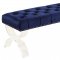 Ava Bench 102 in Navy Velvet Fabric by Meridian w/Acrylic Legs