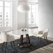 Alice Dining Room 5Pc Set in White & Walnut by ESF w/Jax Chairs