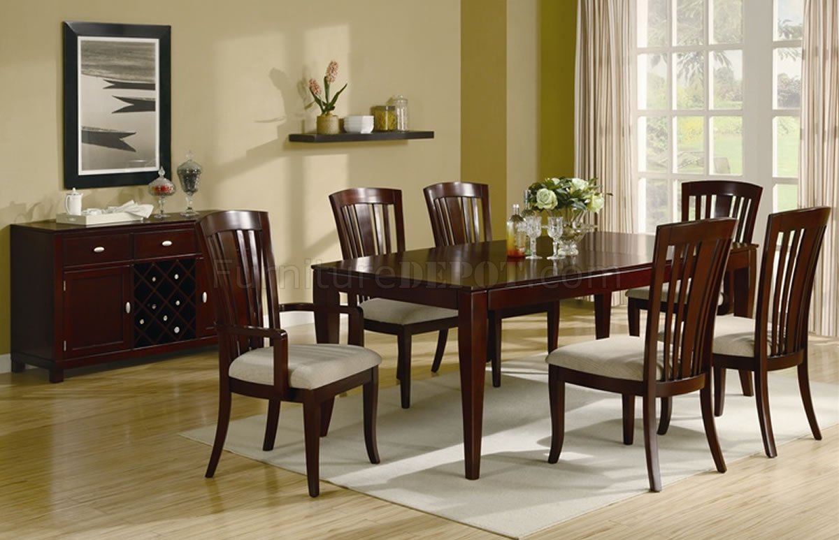 Rich Cherry Finish Contemporary Dining Table W Optional Chairs