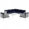 Harmony EEI-2619 8Pc Outdoor Aluminum Sectional Sofa Set