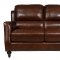 Brown Full Italian Leather Classic 4Pc Sofa Set w/Wooden Legs