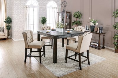 Sania III CM3324BK-PT-54 5PC Counter Height Dinette Set in Black