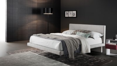 Amo Upholstered Bed in Ash Fabric Nubuck by Rossetto w/Options