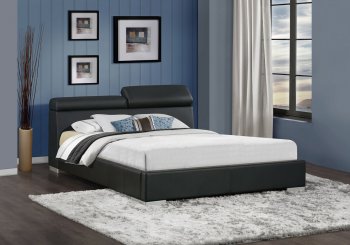 1807 Myall Upholstered Bed by Homelegance in Black Bi-Cast Vinyl [HEB-1807 Myall]