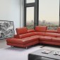 Venus Sectional Sofa in Dark Orange Leather by J&M