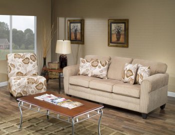 Beige Fabric Modern Sofa and Accent Chair Set w/Options [CHFS-V3-1054 Jacqui]