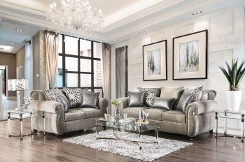 Sinatra Sofa SM6153 in Gray Velvet-Like Linen w/Options [FAS-SM6153-Sinatra]