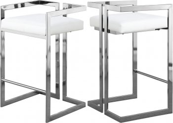 Ezra Counter Stool 910 Set of 2 White Faux Leather by Meridian [MRBA-910 Ezra White]