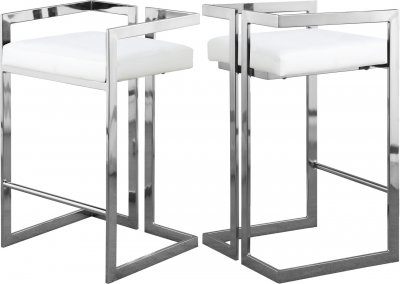 Ezra Counter Stool 910 Set of 2 White Faux Leather by Meridian