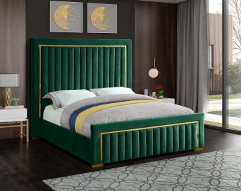 Dolce Bed in Green Velvet Fabric by Meridian w/Options [MRB-Dolce Green]