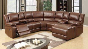 8304 Reclining Sectional Sofa in Brown Bonded Leather w/Options [EGSS-8304]