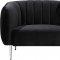 Willow Sofa 687 in Black Velvet Fabric by Meridian w/Options