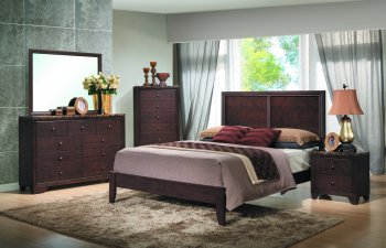 Corra Bedroom 5Pc Set in Dark Merlot by Global w/Options [GFBS-Corra]