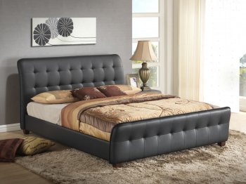 G2553 Upholstered Bed in Black Leatherette by Glory [GYB-G2553 Black]