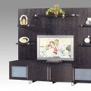 Wenge Finish Contemporary TV Stand with Cabinets & Shelves