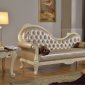 Madrid Chaise 674 in Pearl Bonded Leather w/Crystal Tufting