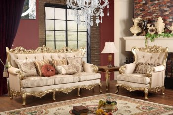 Sabrina Traditional Sofa in Golden Tone Fabric w/Options [ADS-Sabrina]