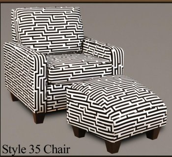 Zig Zag White & Black Vinyl Modern Chair and Ottoman Set [CHFCC-V3-35-ZZ Patrick]