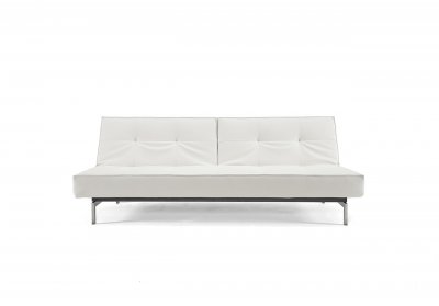 Splitback Sofa Bed in White w/Steel Legs by Innovation