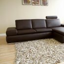 Brown Leather Modern Sectional Sofa with Removable Headrest