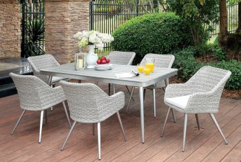 Shivani Outdoor Patio 7Pc Set CM-OT1866-T in Light Gray Fabric [FAOUT-CM-OT1866-T-Shivani]