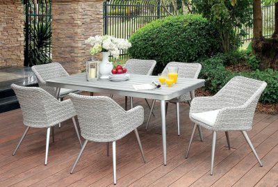 Shivani Outdoor Patio 7Pc Set CM-OT1866-T in Light Gray Fabric