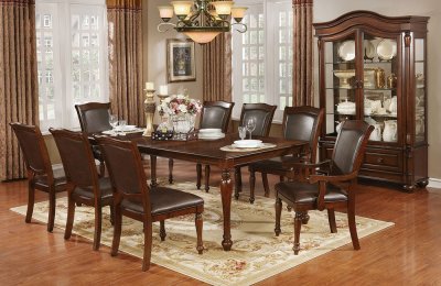 Sylvana Dining Table CM3453T in Brown Cherry w/Options