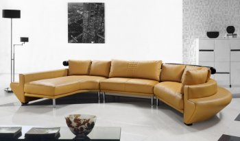 Jupiter Mustard Leather Modern Sectional Sofa w/Chrome Legs [VGSS-0510 Jupiter Mustard]