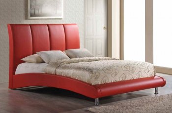 8272 Upholstered Bed in Red Leatherette by Global [GFB-8272 Red]